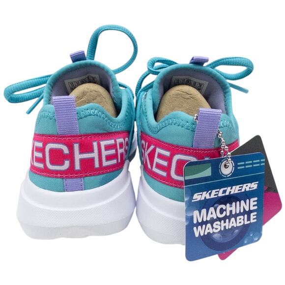 SKECHERS GORUN FAST VALOR Sneakers Turquoise Pink Girl's Size 12 - Picture 6 of 8